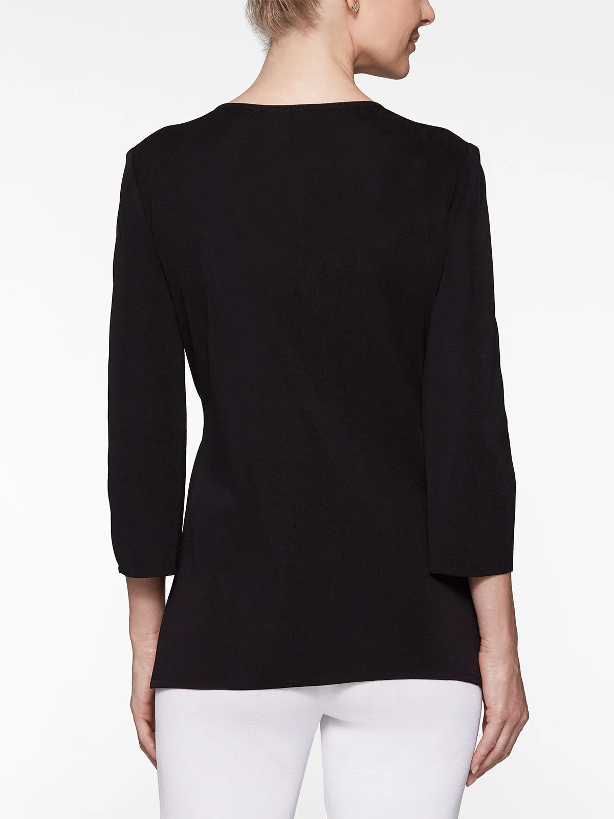 3/4 Sleeve Knit Tunic, Black