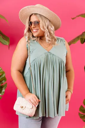 Adley Babydoll Shift Tank In Pear Curves