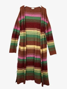 akep Striped Fringed Long Knit Cardigan Size 18