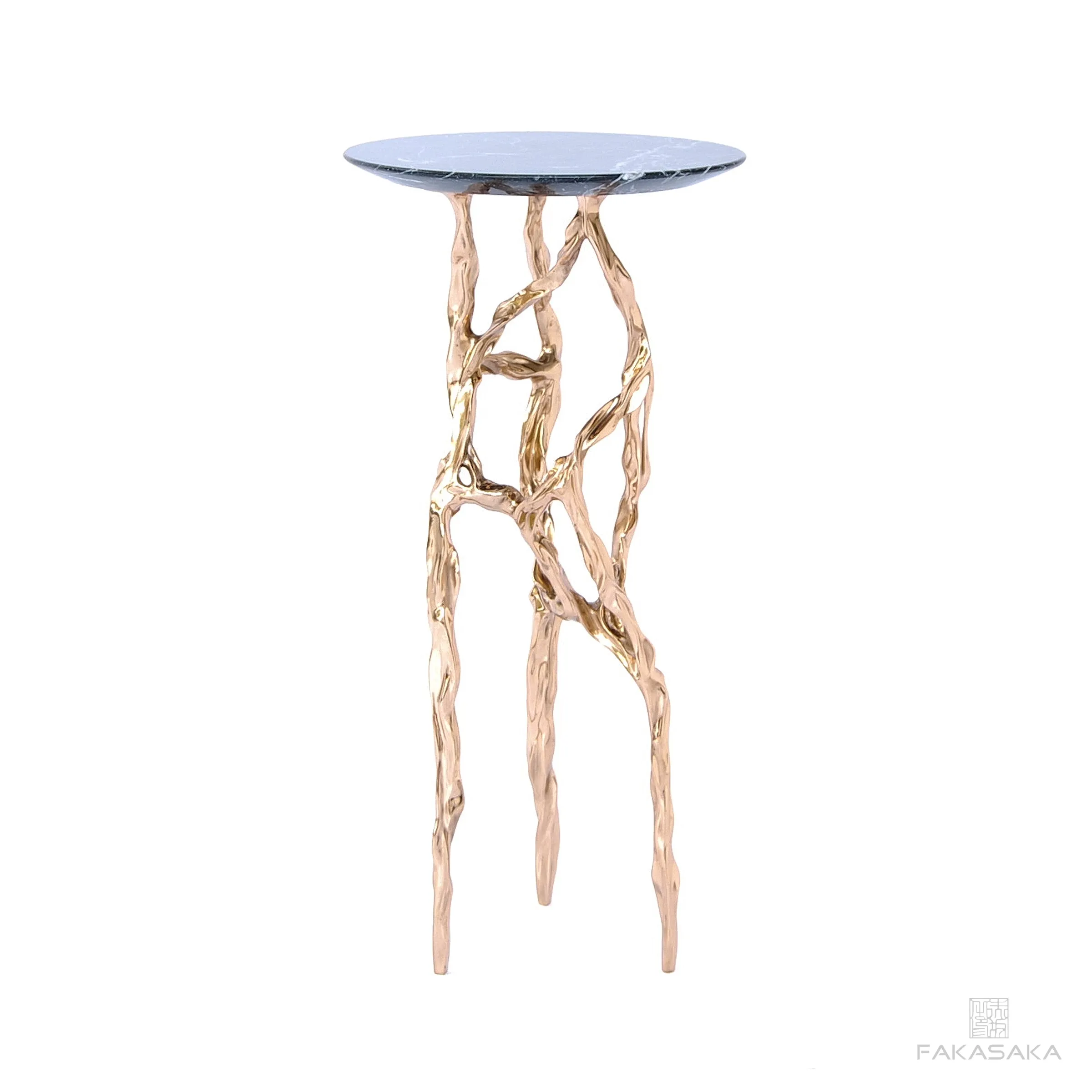 ALEXIA DRINK TABLE<br><br>NERO MARQUINA MARBLE<br>POLISHED BRONZE