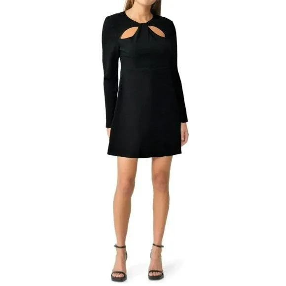 ASOS Twist Cut Out Front Long Sleeve High Waist Cocktail Mini Dress