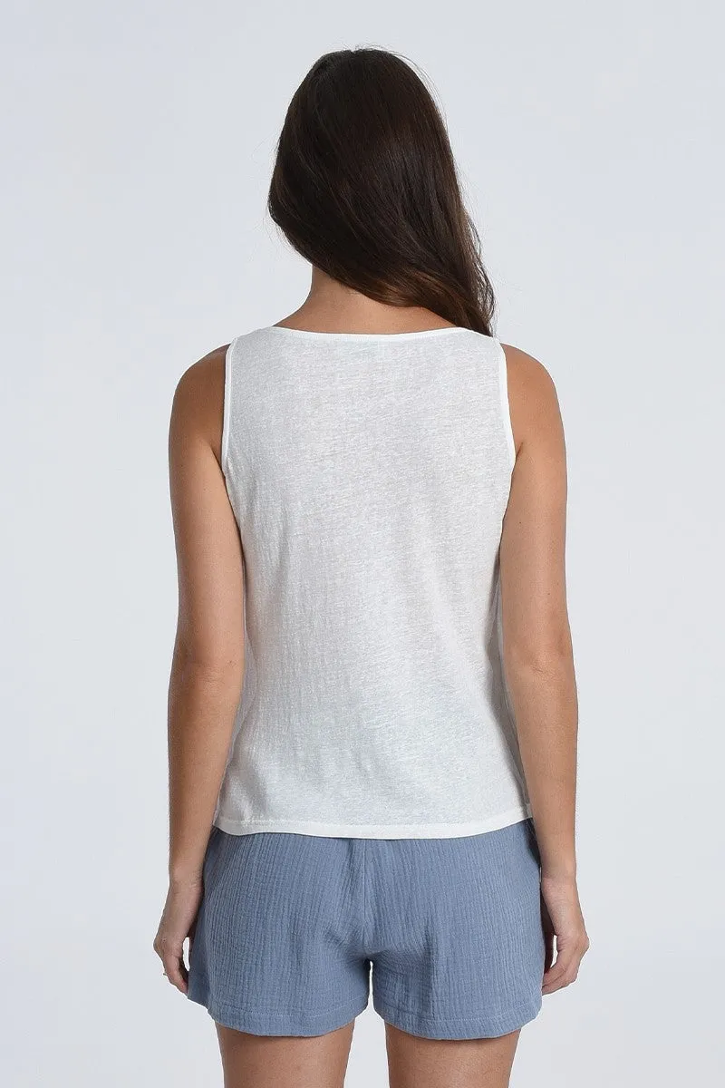 Asymmetric Overlay Tank Top - White