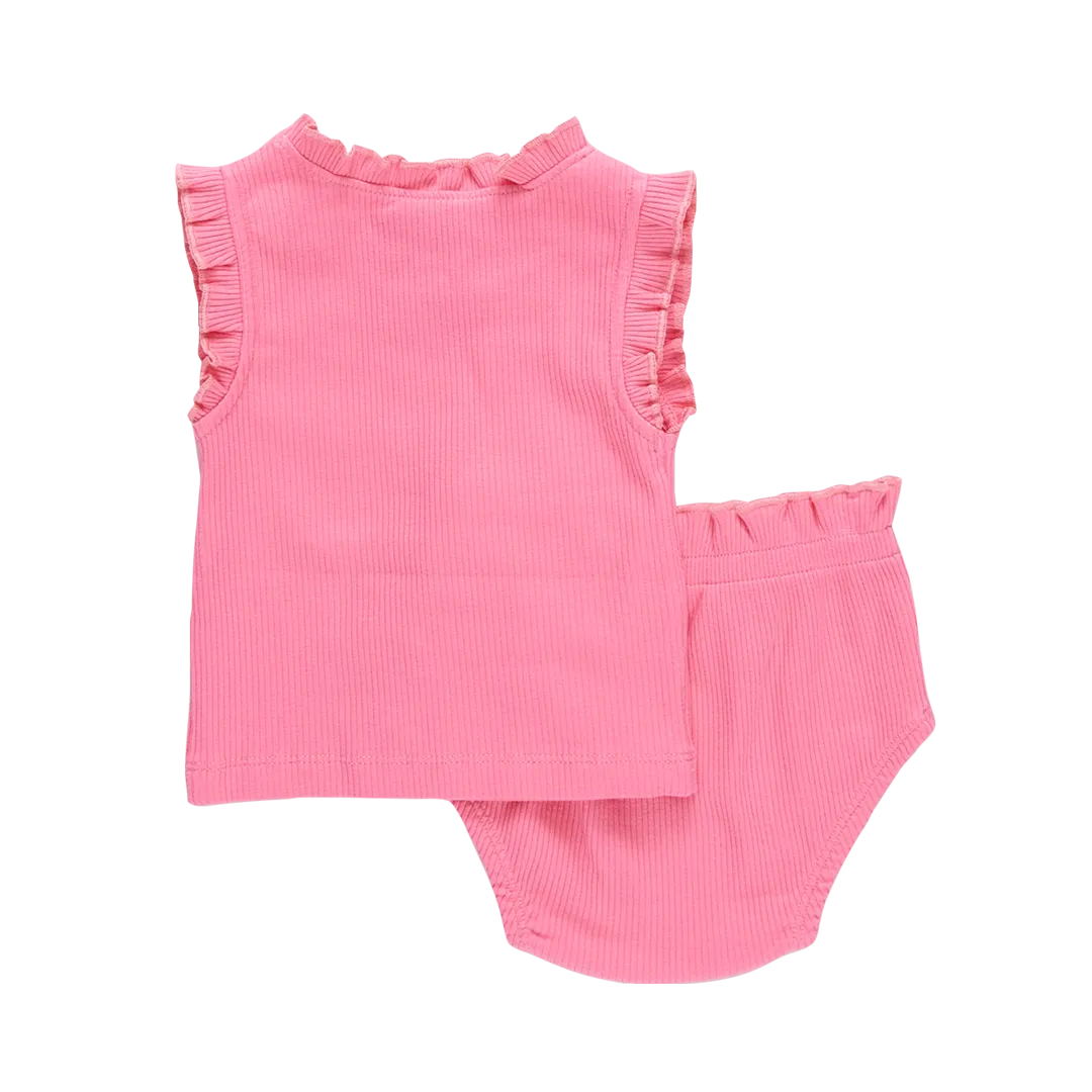 Baby Girls Organic Ruffle Rib 2-Piece Set - Confetti Pink