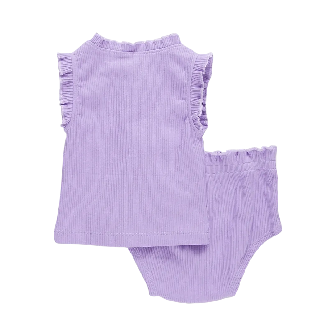 Baby Girls Organic Ruffle Rib 2-Piece Set - Viola Purple