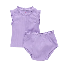 Baby Girls Organic Ruffle Rib 2-Piece Set - Viola Purple