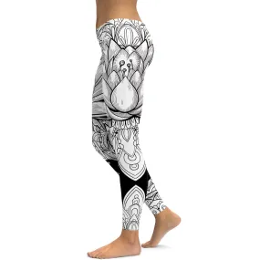 B&W Lotus Leggings