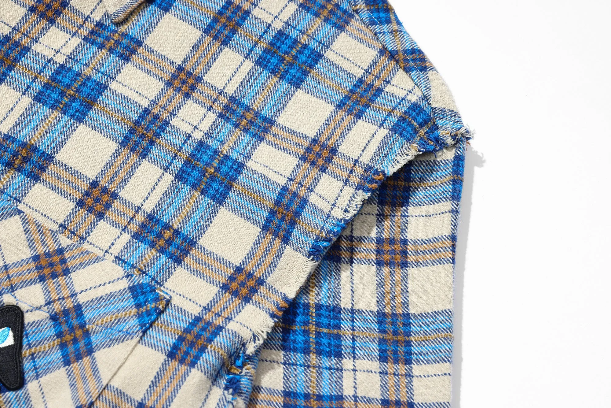 BEASTER Old Mushroom Retro Trend Blue and Yellow Plaid Shirt Jacket