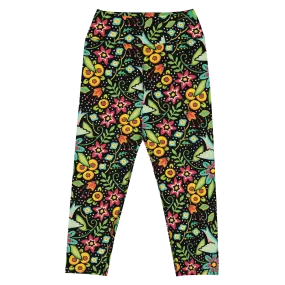 Birds Amidst Flowers Yoga Capri Leggings