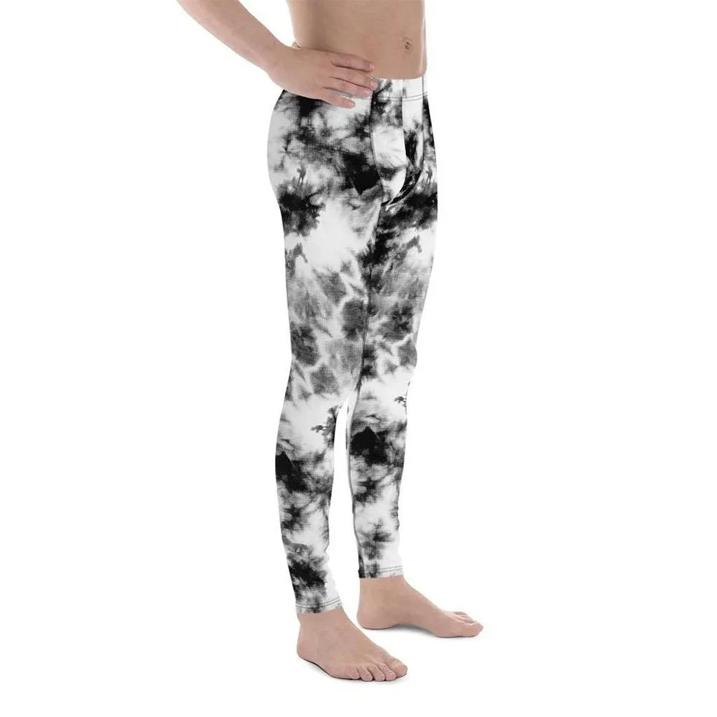 Black & White Tie Dye Men's Leggings