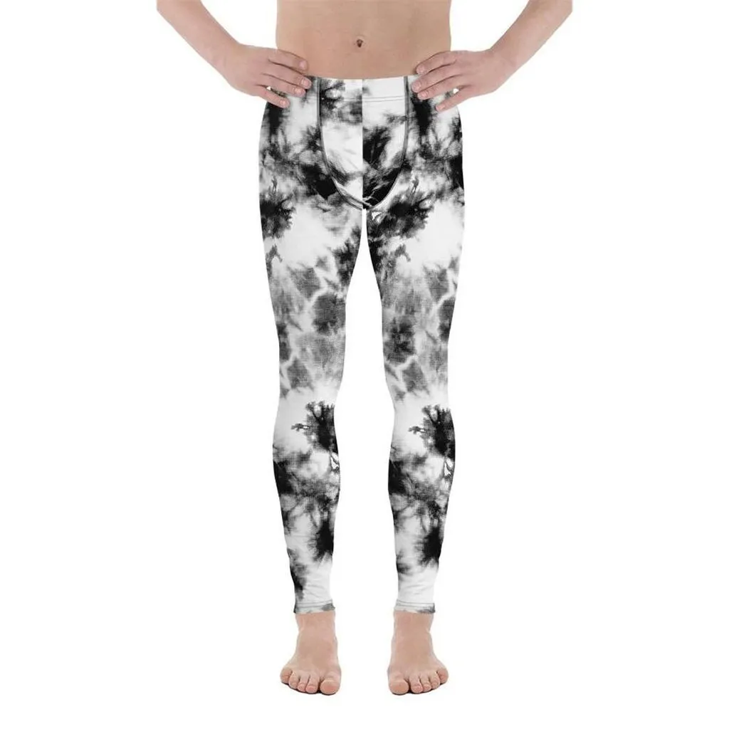 Black & White Tie Dye Men's Leggings