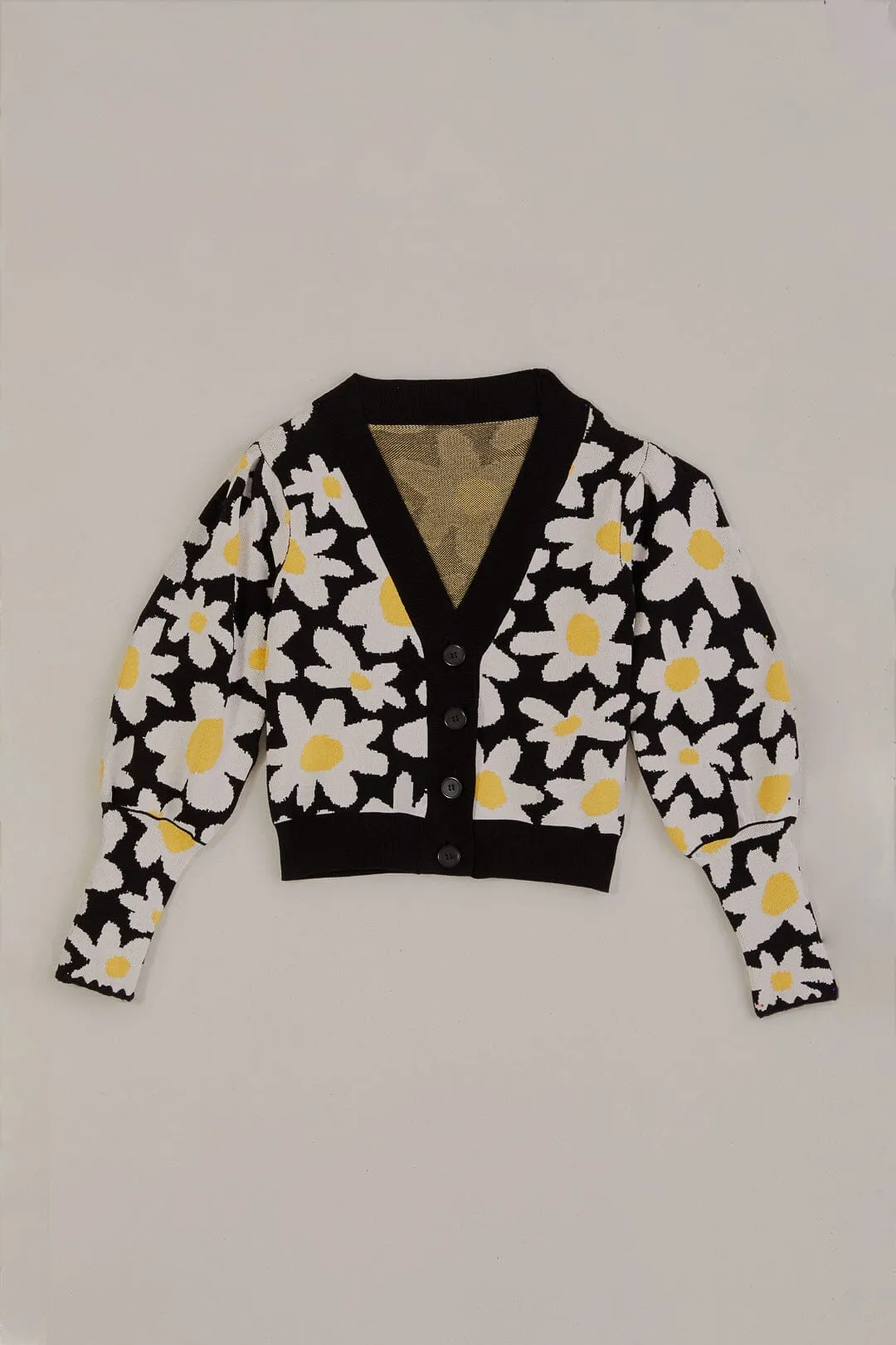 Black Flowers Knit Cardigan