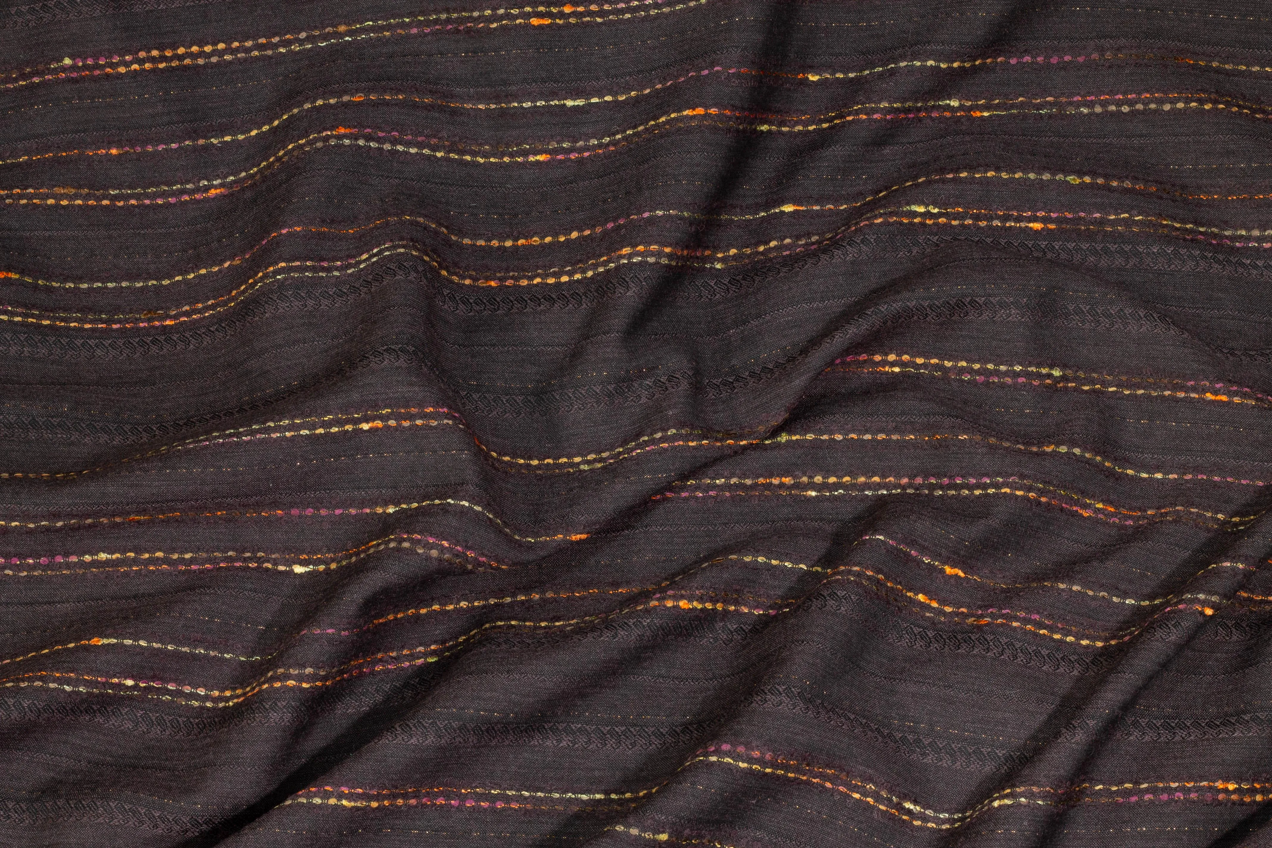 Brown Striped Italian Jacquard