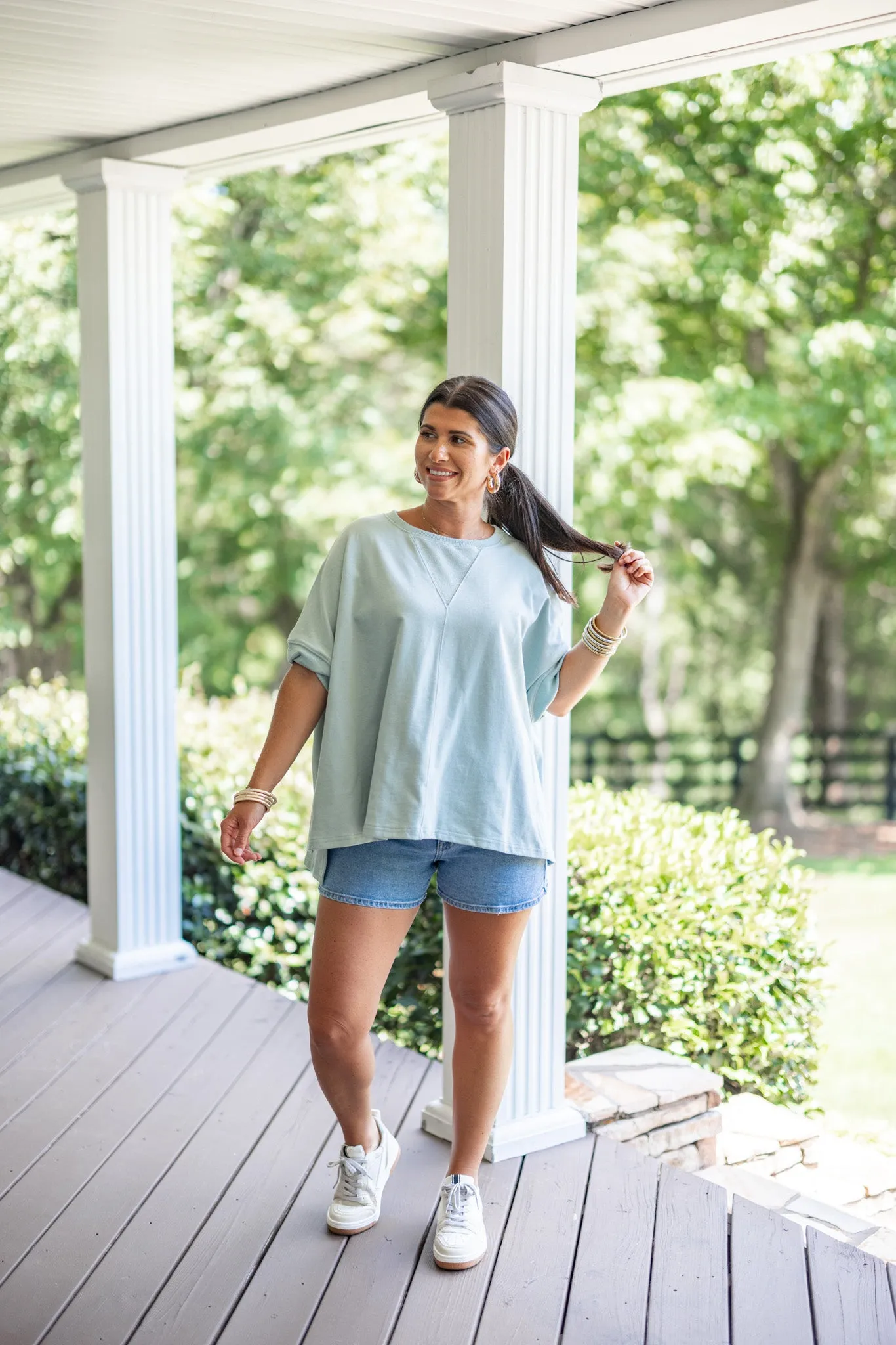 Comfy Weekend Dusty Sage Top