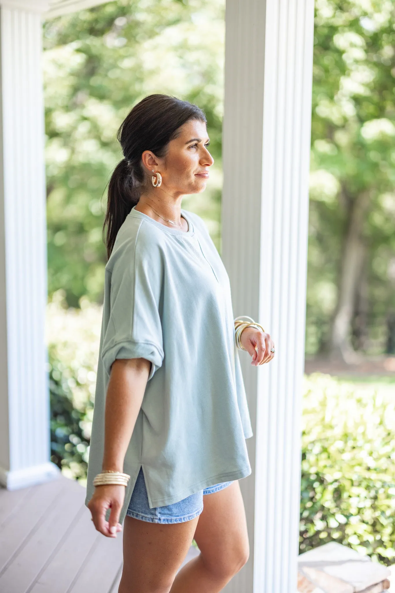 Comfy Weekend Dusty Sage Top