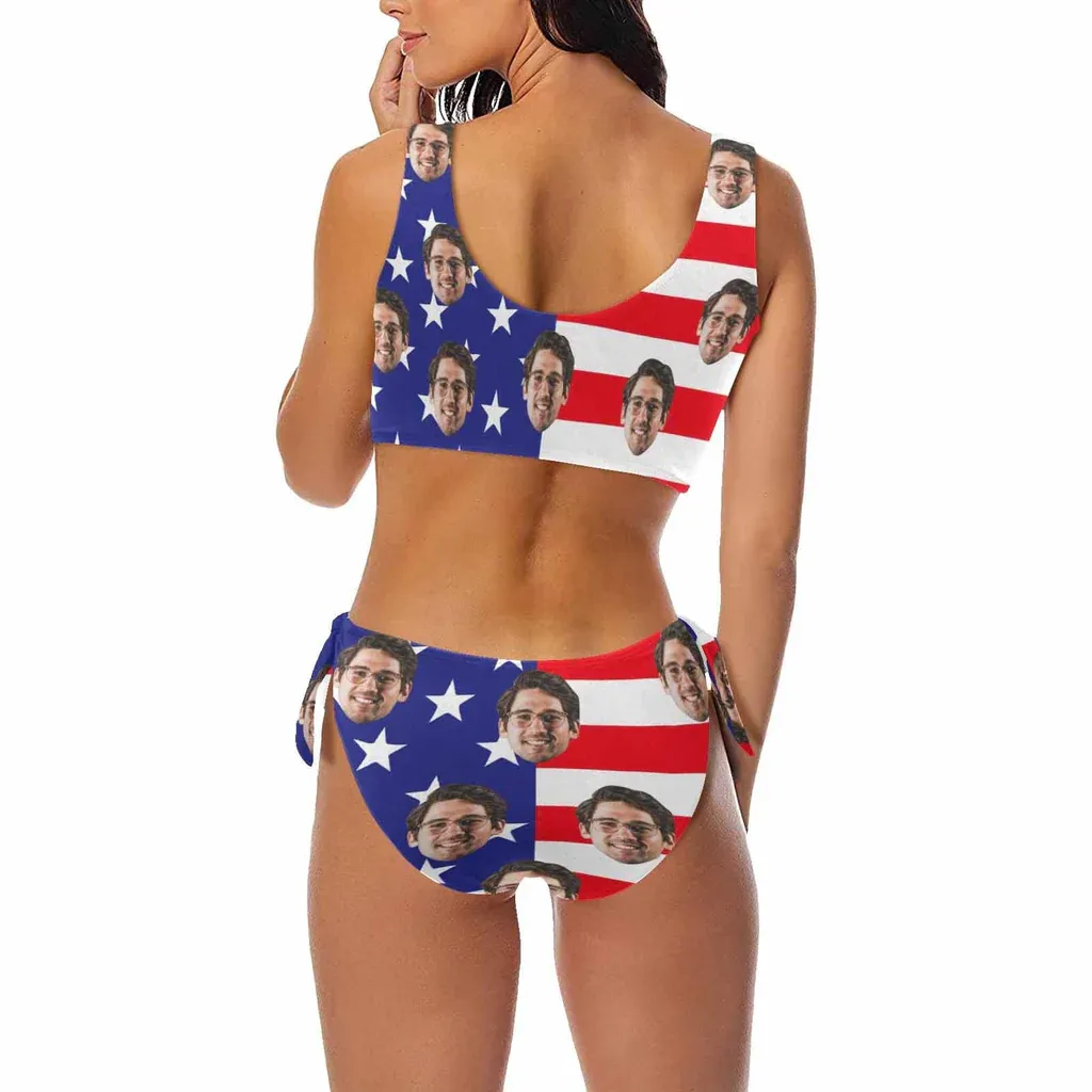 Cover Up Custom Face American National Flag Personalized Women's Kimono Chiffon Cover Up Gift