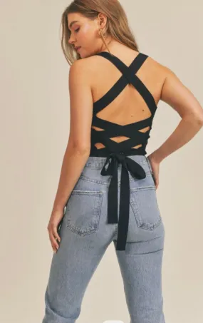 CRISS CROSS BACK KNIT TOP