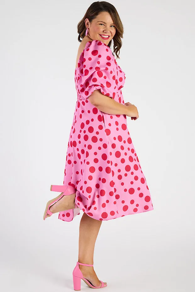 Demi Pink Multi Spot Dress