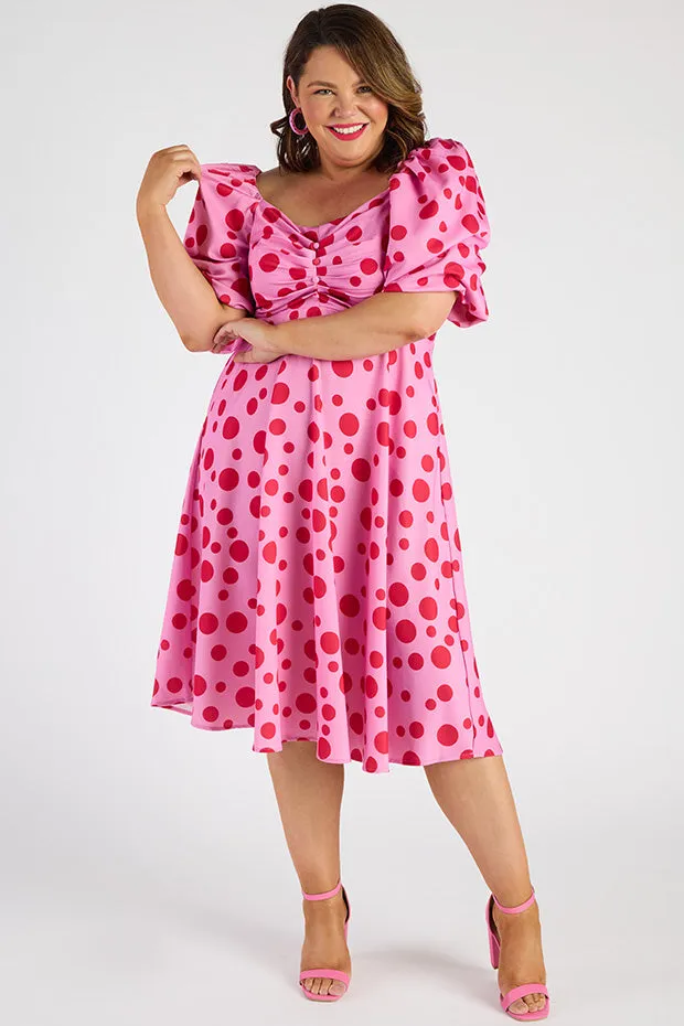 Demi Pink Multi Spot Dress