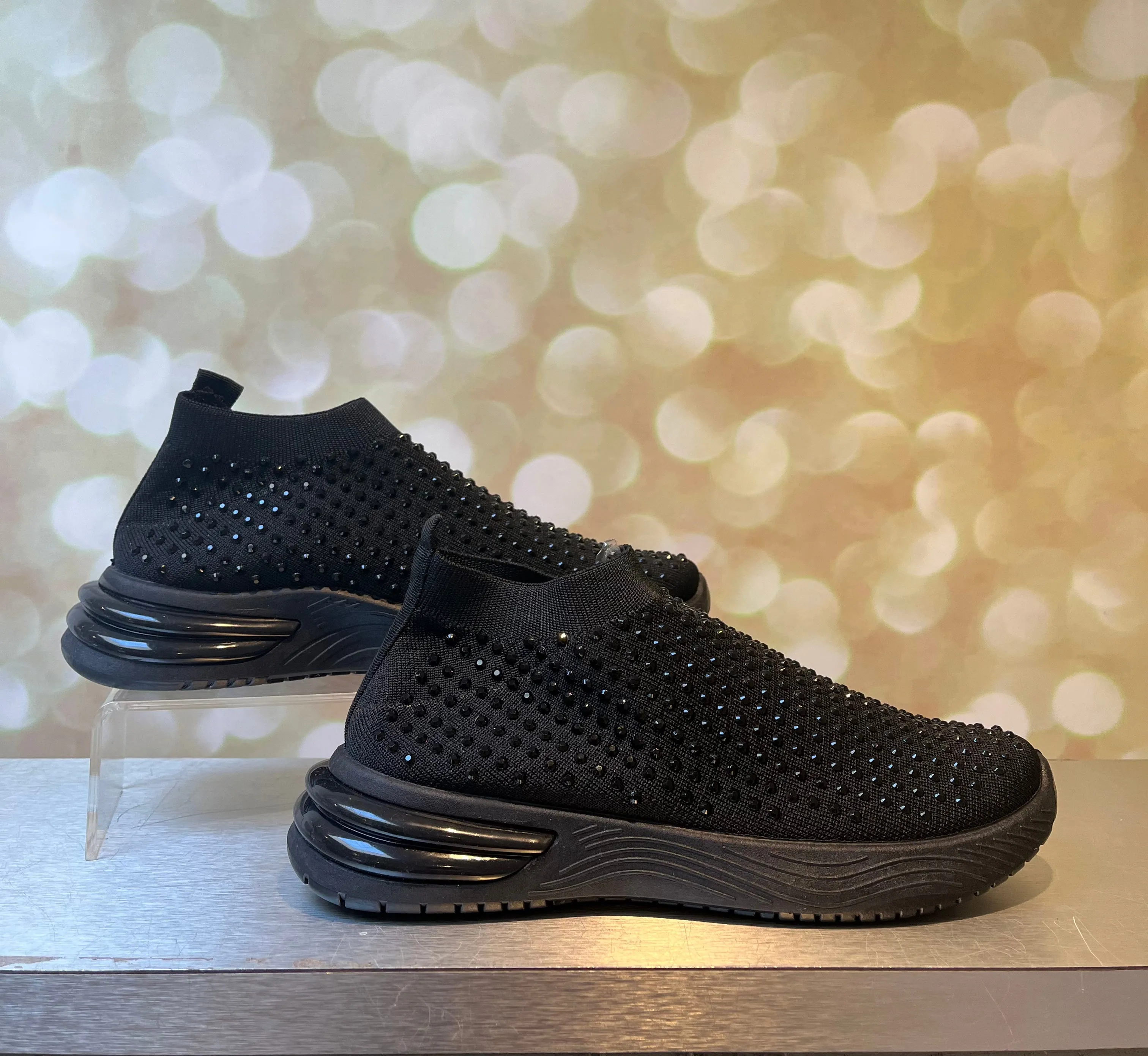 Diamante Mesh Knit Slip on Trainer