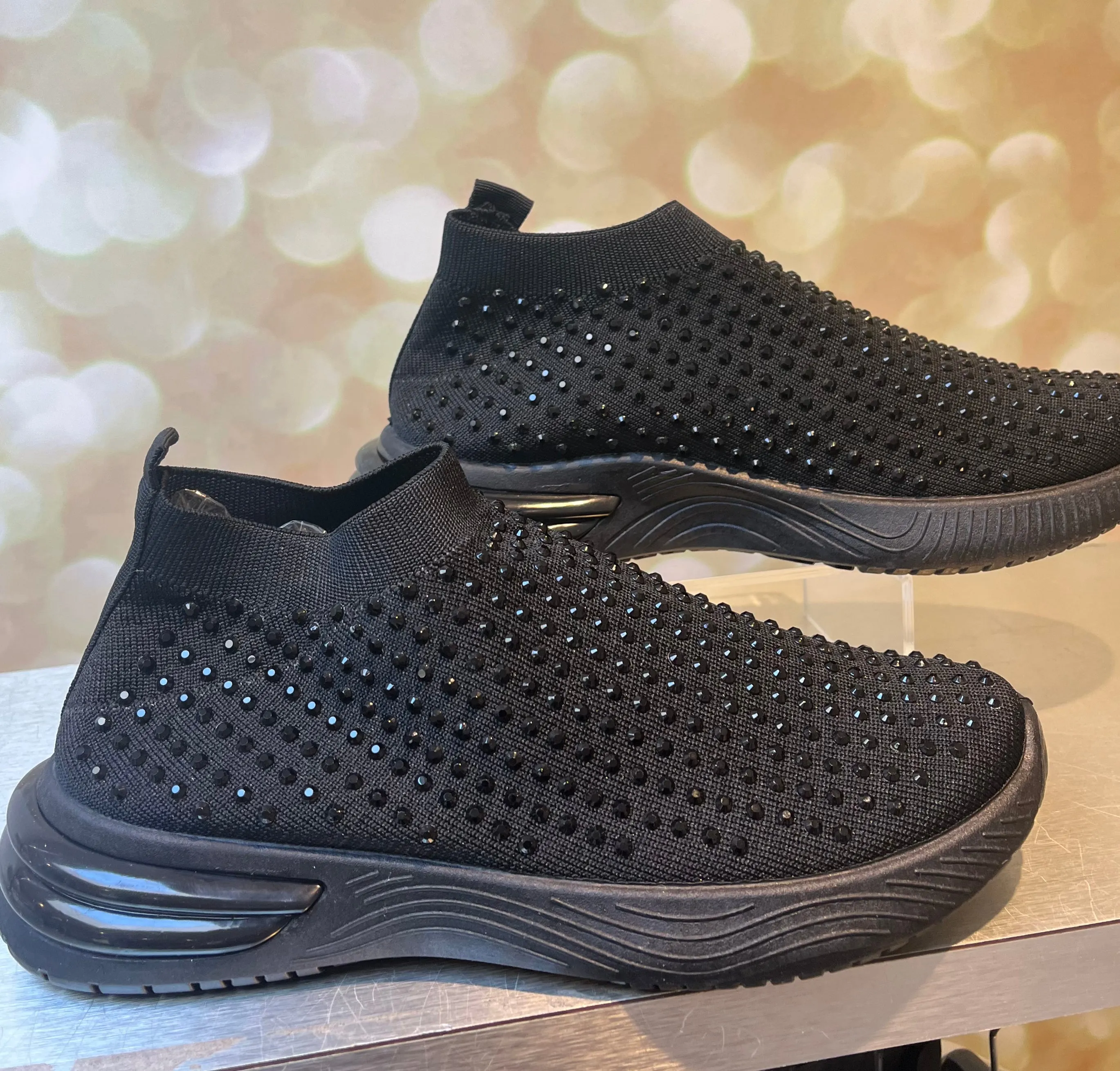 Diamante Mesh Knit Slip on Trainer