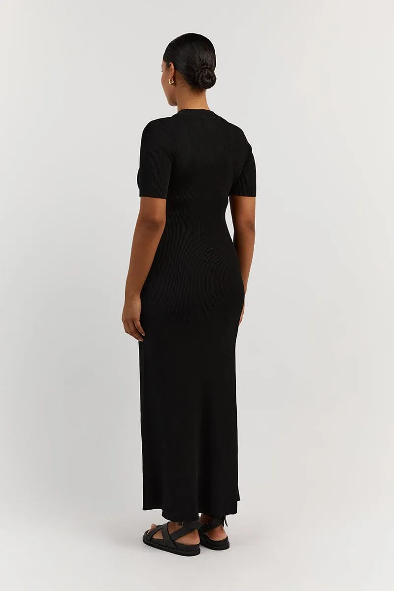 DONNA BLACK SLEEVED MIDI DRESS