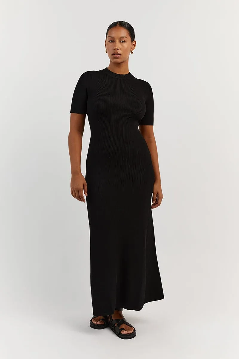 DONNA BLACK SLEEVED MIDI DRESS