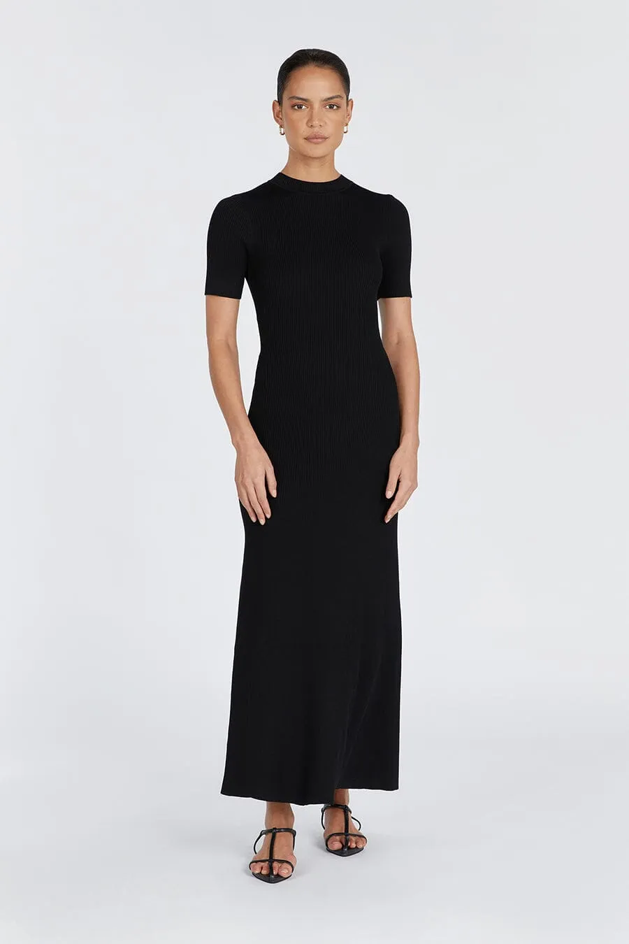 DONNA BLACK SLEEVED MIDI DRESS