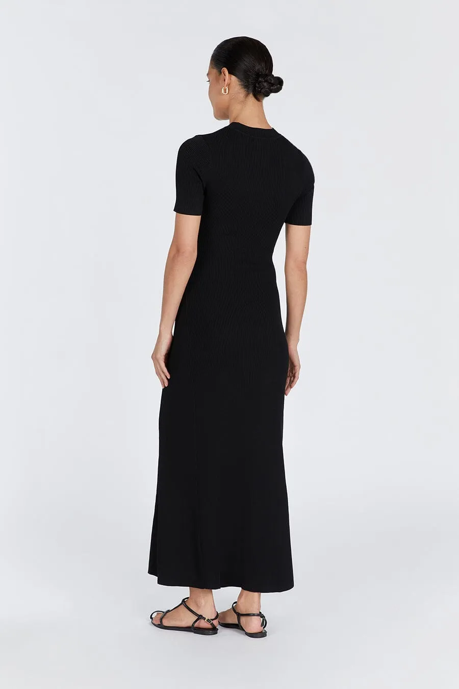 DONNA BLACK SLEEVED MIDI DRESS