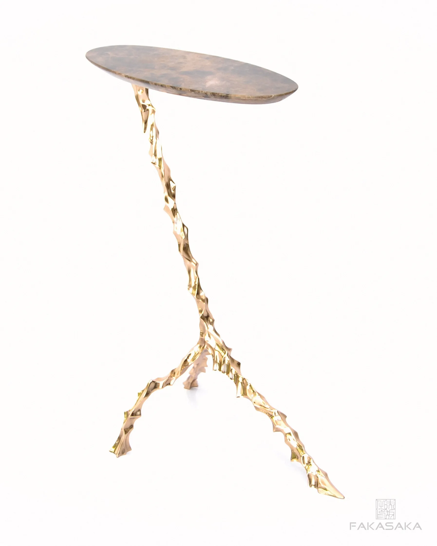 DYLAN DRINK TABLE<br><br>MARRON IMPERIAL MARBLE<br>POLISHED BRONZE