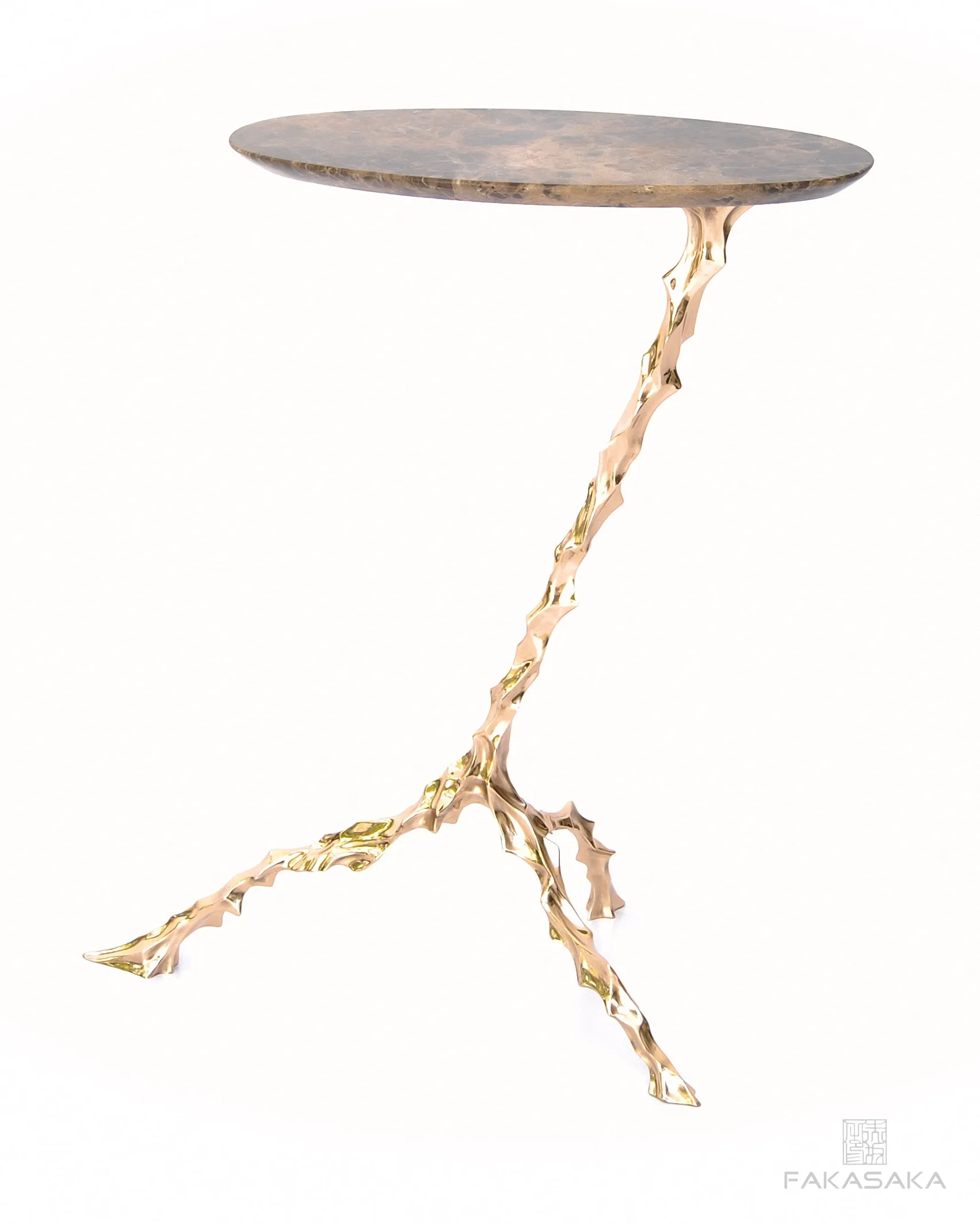 DYLAN DRINK TABLE<br><br>MARRON IMPERIAL MARBLE<br>POLISHED BRONZE