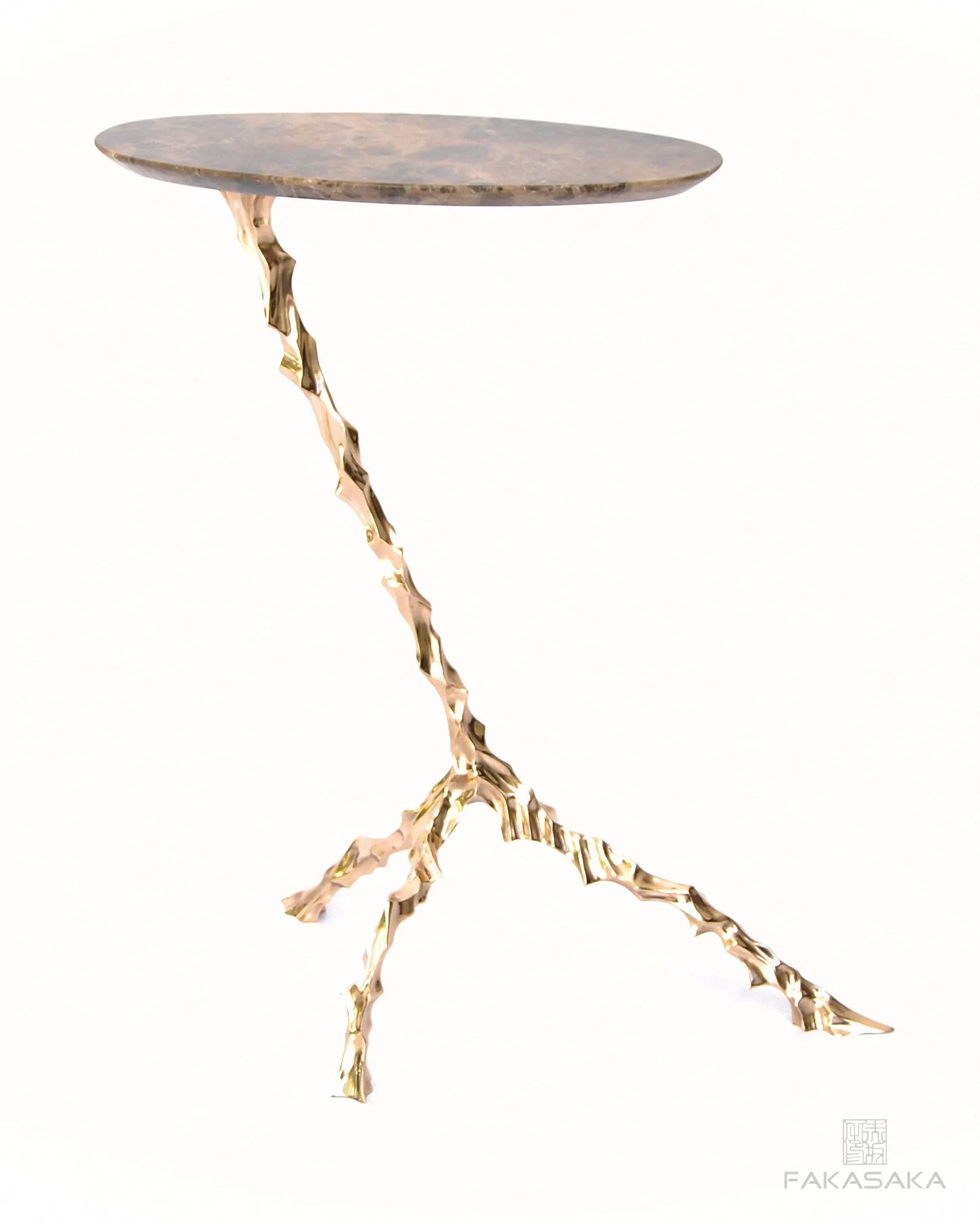 DYLAN DRINK TABLE<br><br>MARRON IMPERIAL MARBLE<br>POLISHED BRONZE