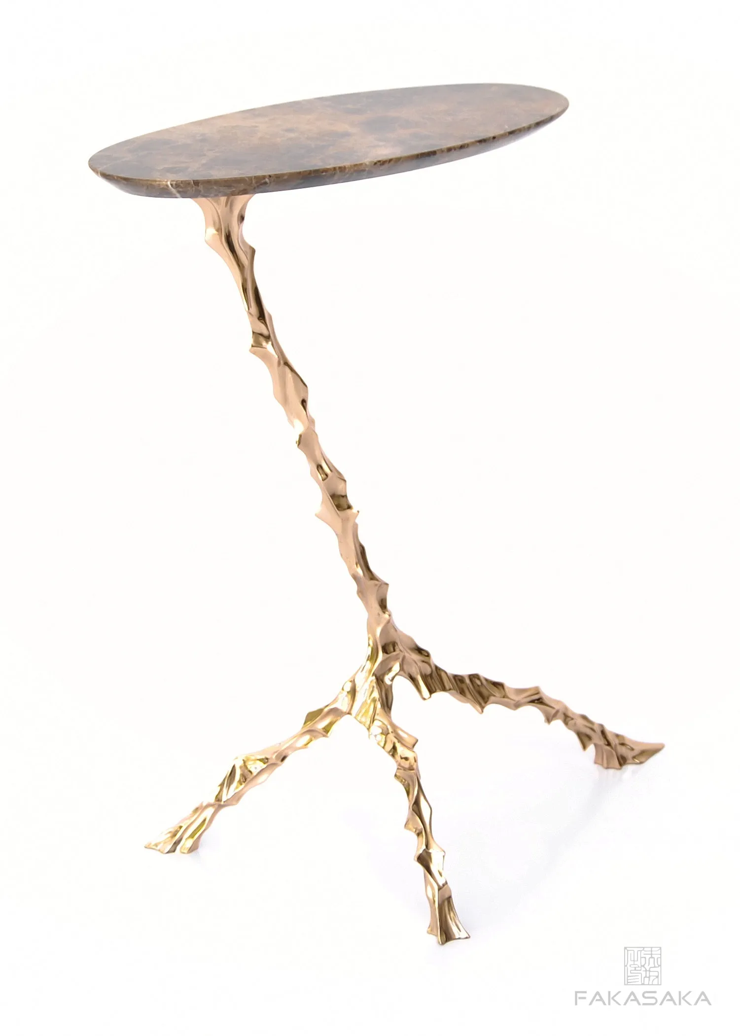 DYLAN DRINK TABLE<br><br>MARRON IMPERIAL MARBLE<br>POLISHED BRONZE