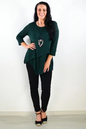 Emerald Evening Elegance Tunic Top