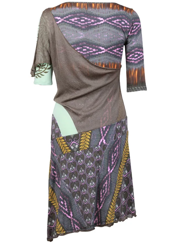 Ethnic Print dress with an Asymmetrical Hemline