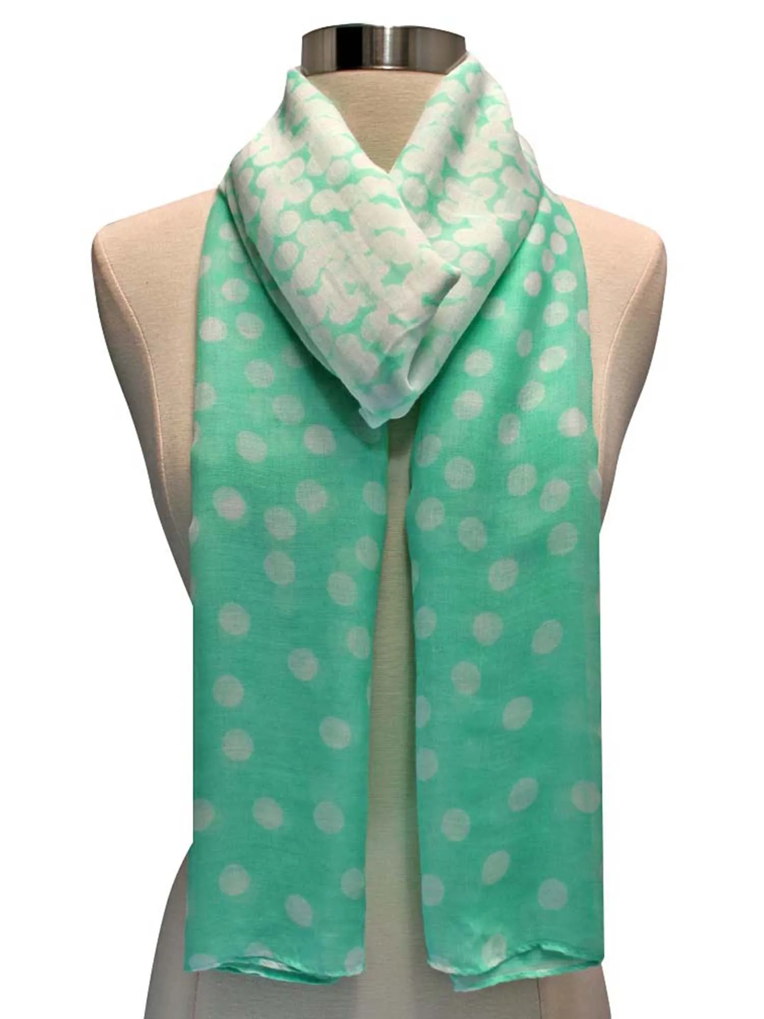 Green Gradient Polka Dot Summer Scarf