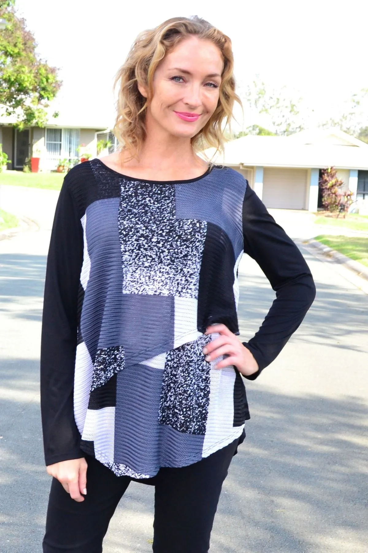 Grey Cross Over Layered Swing Tunic Top