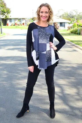 Grey Cross Over Layered Swing Tunic Top