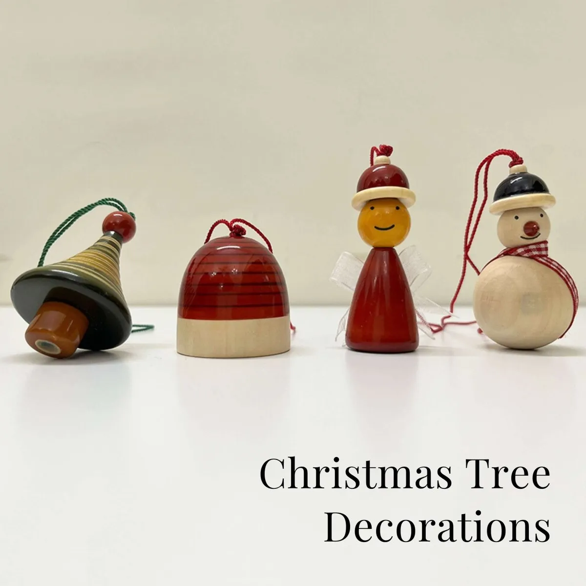 Handmade All Natural Wooden Christmas Ornaments(Set of 4)