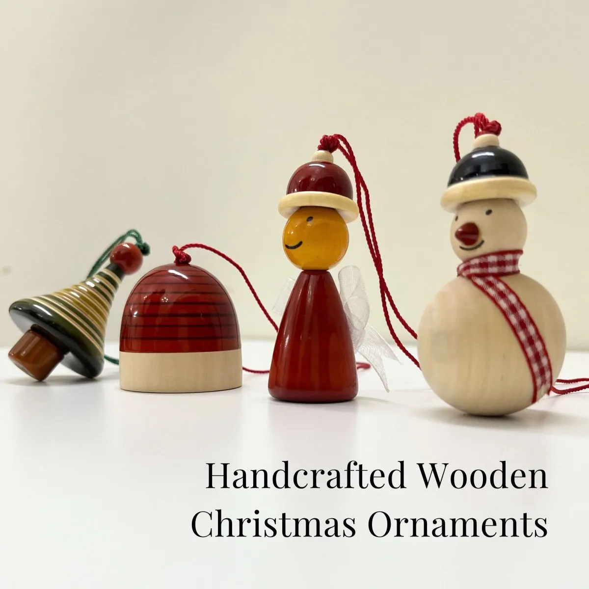 Handmade All Natural Wooden Christmas Ornaments(Set of 4)