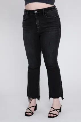 HI Curvy Plus Size Women High Rise Crop Flare Jeans