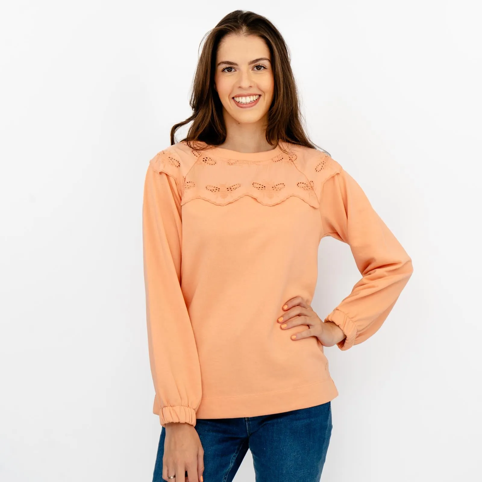 Joules Orange Jumper Sweatshirt Brinley Bees Embroidery