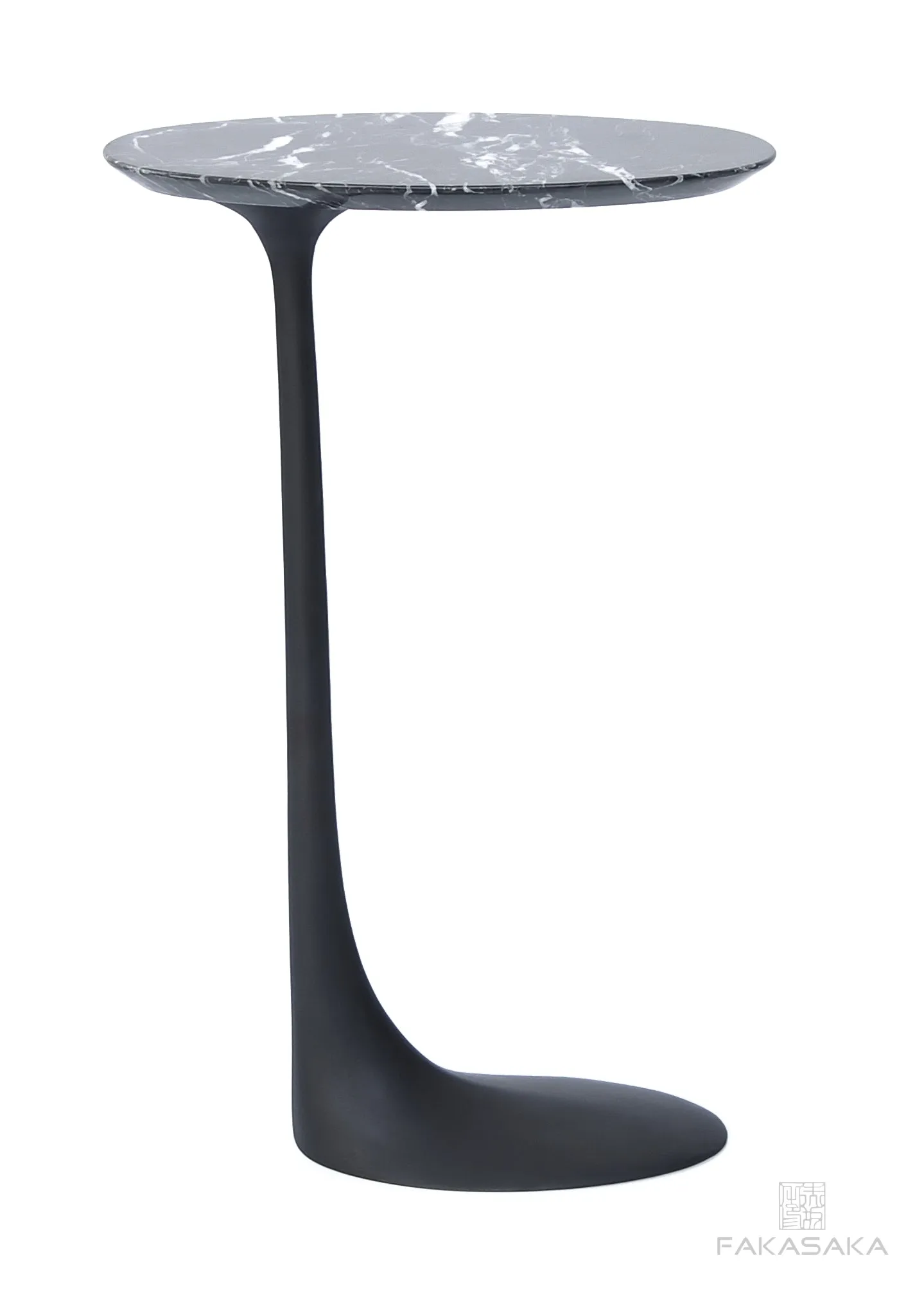 KEITH DRINK TABLE<br><br>NERO MARQUINA MARBLE<br>DARK TEXTURED BRONZE