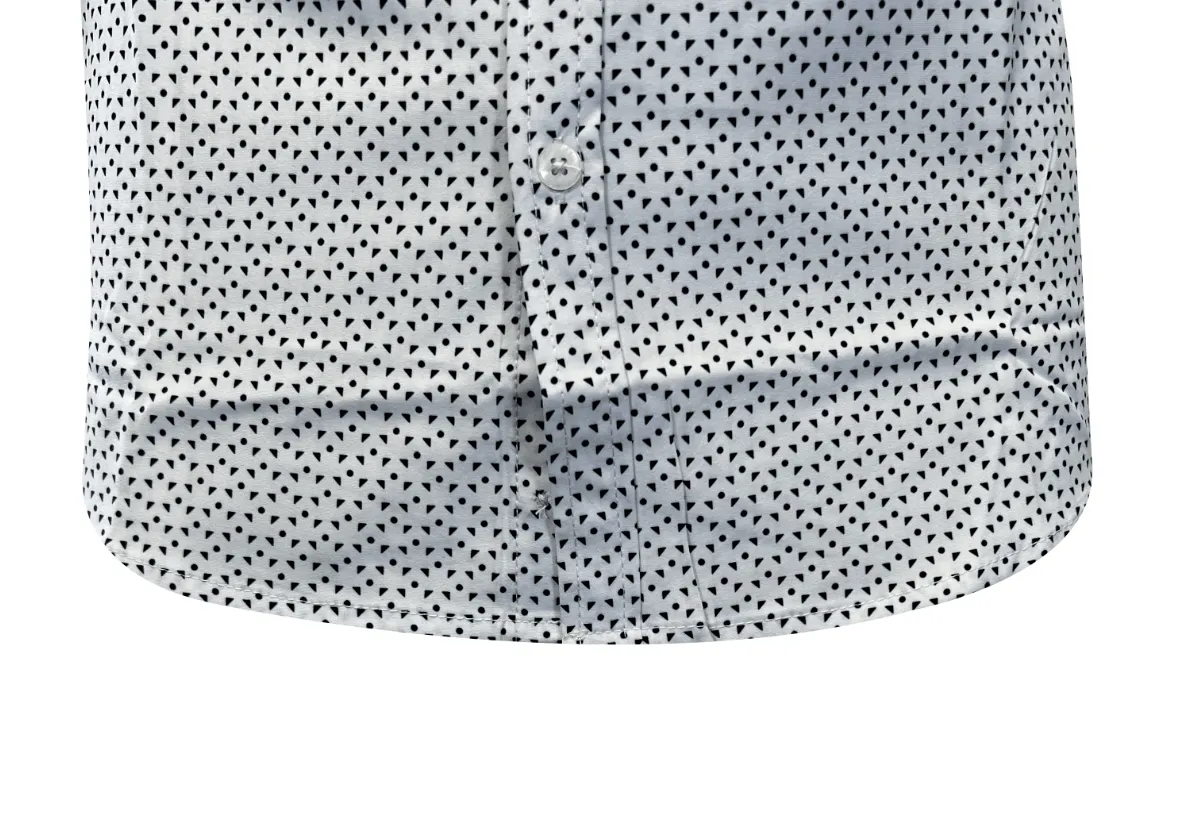 Kenneth Cole Men's White Shirt Triangle Dotted 2 Pockets Woven S/S (S04)