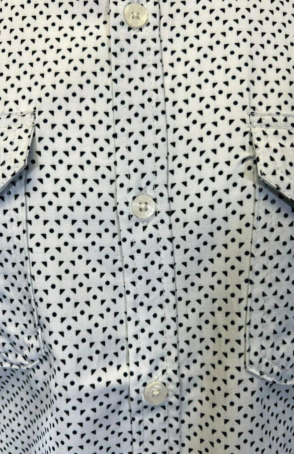 Kenneth Cole Men's White Shirt Triangle Dotted 2 Pockets Woven S/S (S04)