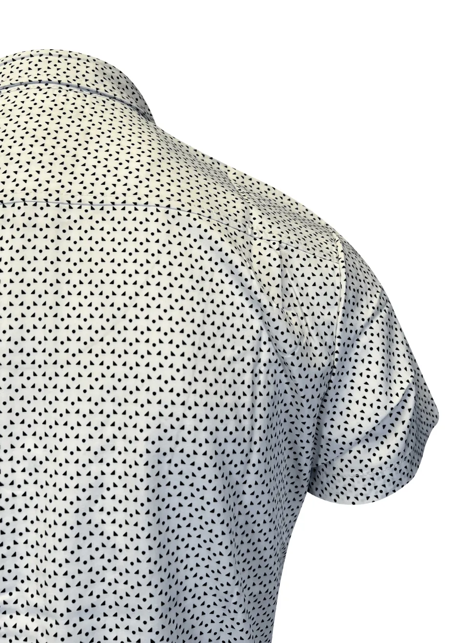 Kenneth Cole Men's White Shirt Triangle Dotted 2 Pockets Woven S/S (S04)