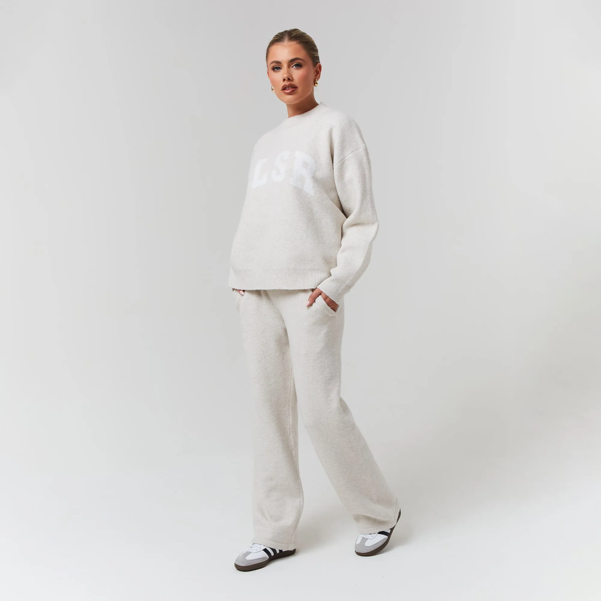 Knit Open Hem Jogger | Oatmeal