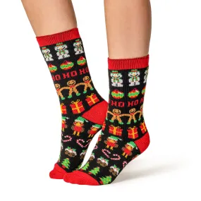 Ladies Lite Christmas Socks - Gingerbread & Baubles