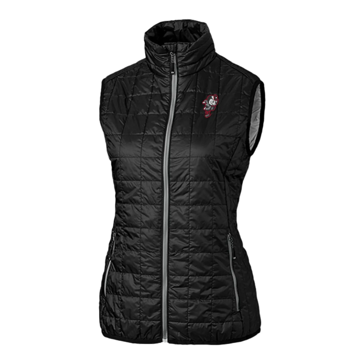 Ladies Ohio State Buckeyes Cutter & Buck Rainier PrimaLoft Eco Insulated Black Full Zip Vest