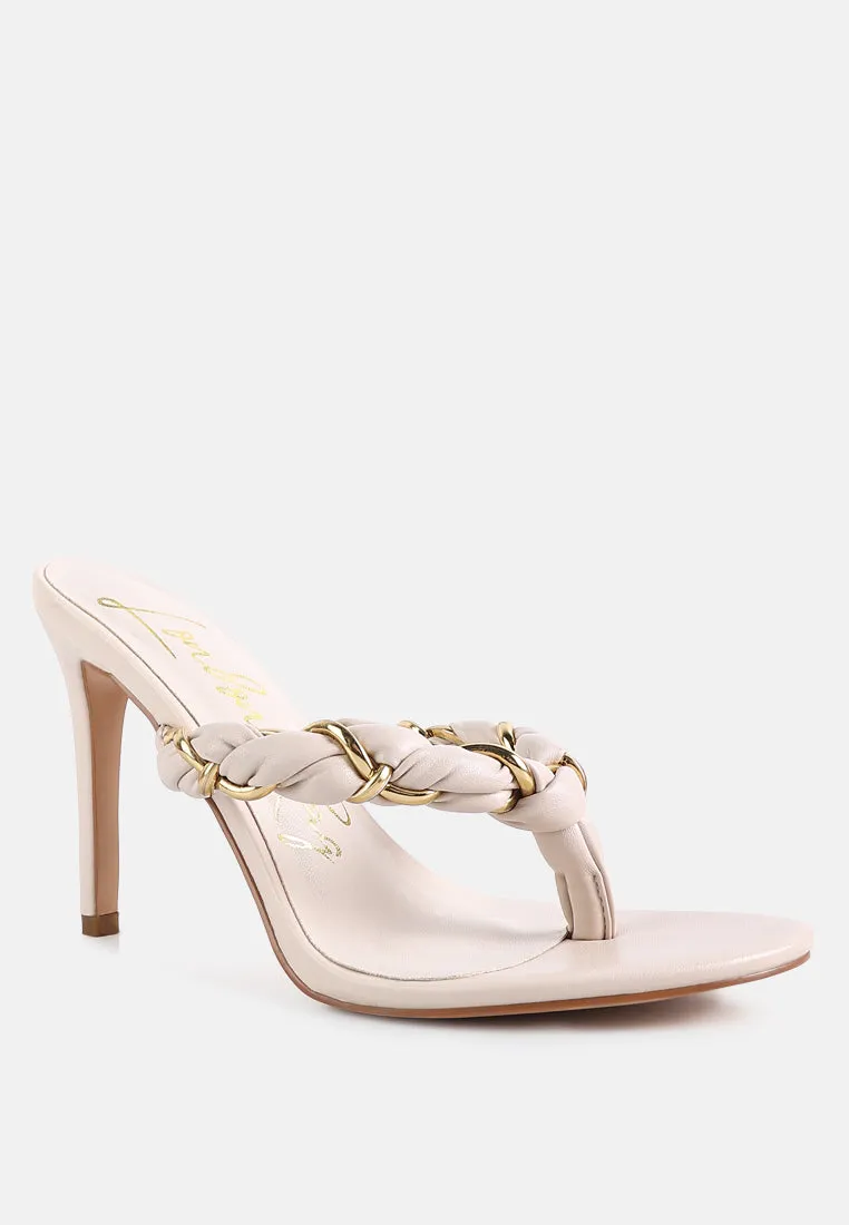 Melodrama Stiletto Heel Braided Thong Sandals