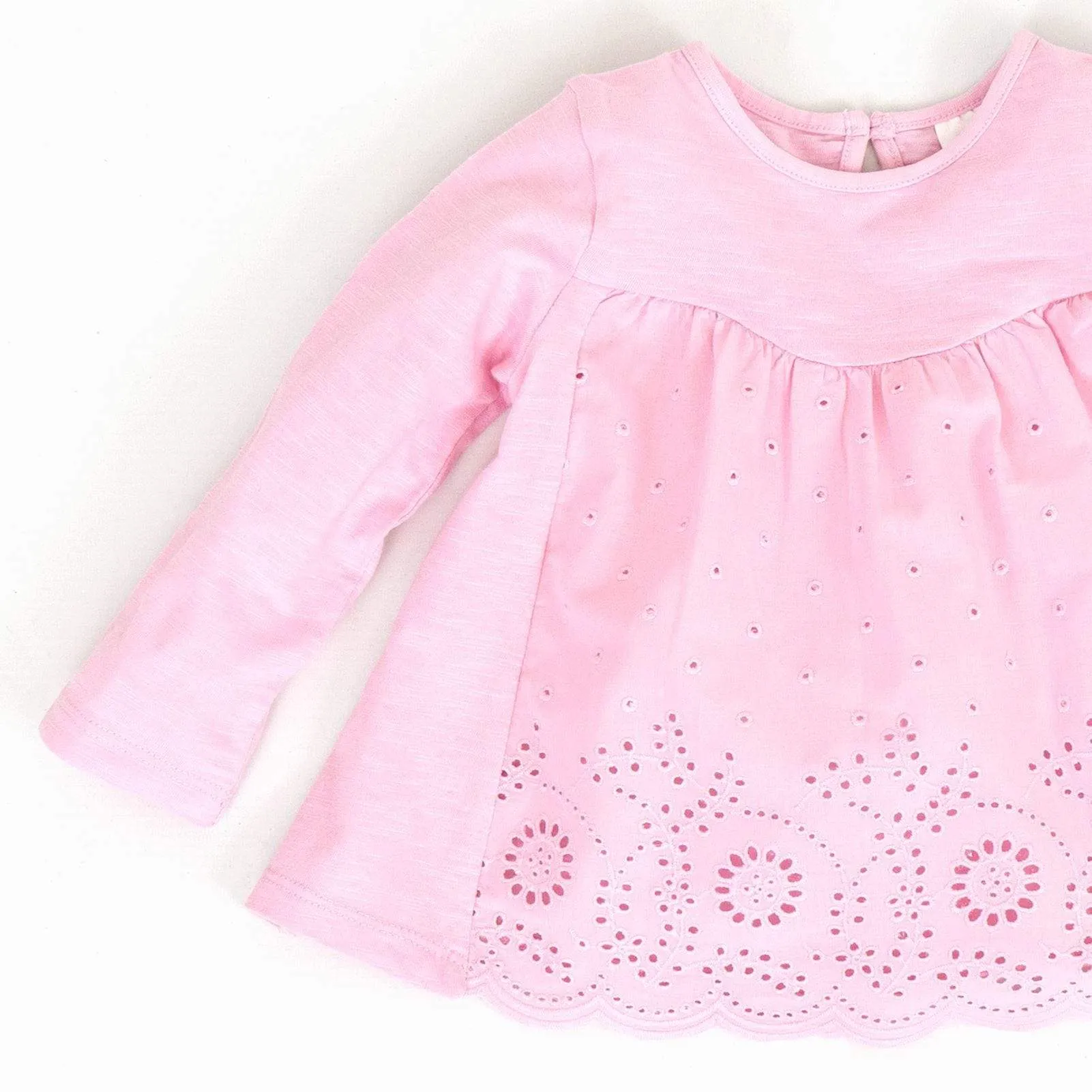 Next Girls Pink Long Sleeve Embroidered Cotton Top